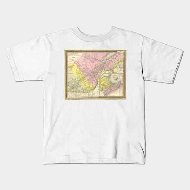 Vintage Map of Eastern Canada (1850) Kids T-Shirt by Bravuramedia